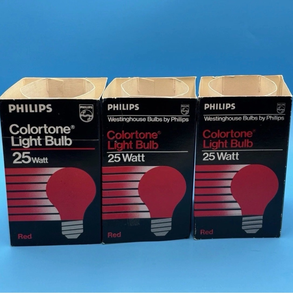 Red Colortone 25W A19 Light Bulb 3-Pack Vintage Philips Decor Lighting